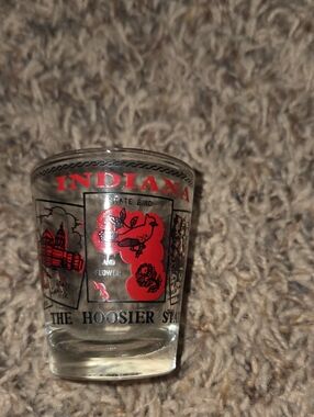 Indiana Souvenir Shot Glass with Red & Black Graphics